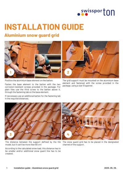 Installation guide ALU Snow guard grid 2025 EN