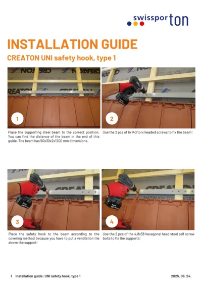 Installation guide UNI safety hook type 1 2025 EN