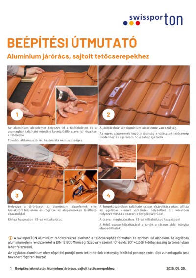 swissporTON_Beépítési_útmutató_ALU_Járórács_sajtolt_cserepekhez_2025_HU.pdf
