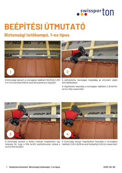 swissportTON_Beépítési_útmutató_Tetőbiztonsagi_kampó_típus1_2025_HU.pdf
