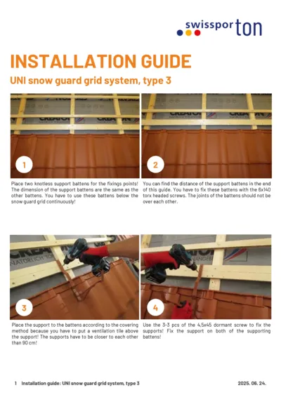 Installation guide UNI snow guard grid type 3 2025 EN